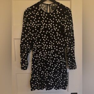 Reformation Black Mini Dress with White Floral Pattern